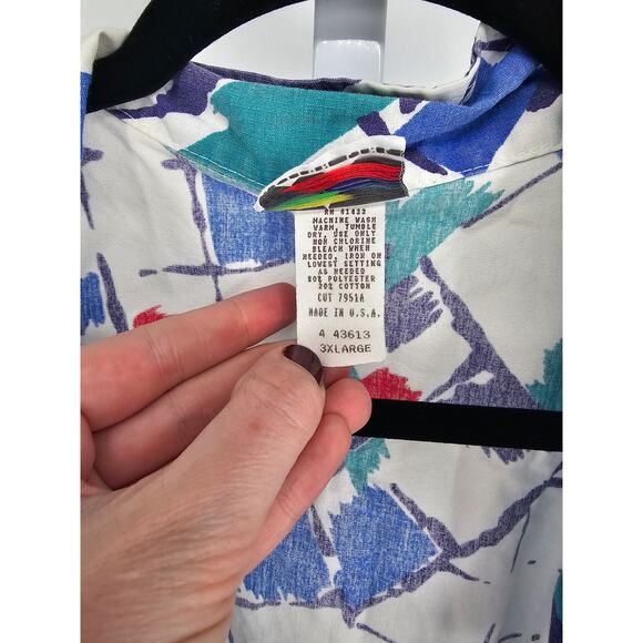 1980s Action Line Women's Multicolor Short Sleeve Wrap Shirt Size 3XL - Picture 4 of 5